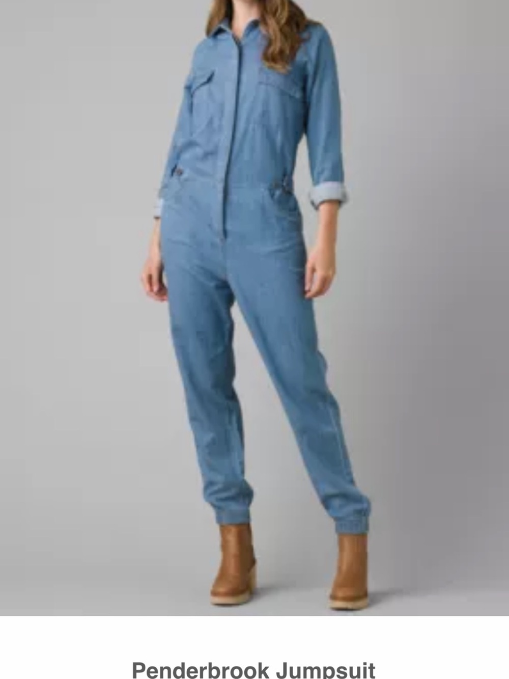 Prana Light Blue Denim Utility Jumpsuit